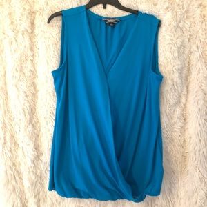 NWOT, Sleeveless turquoise faux wrap top NWOT